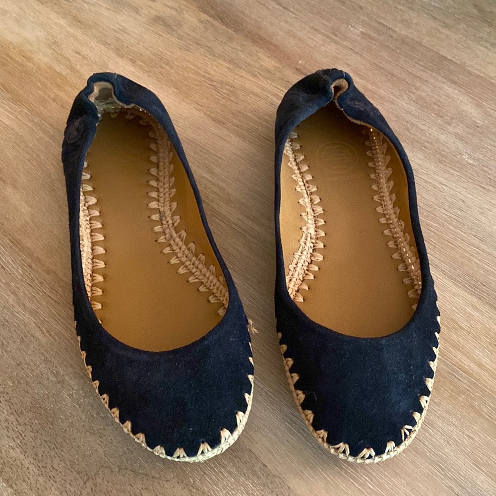 Tory Burch navy suede ballet flats